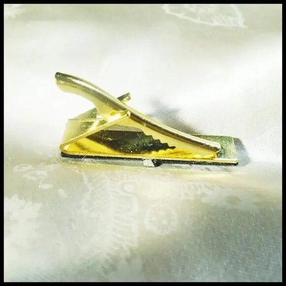 Deco Style Tie Bar, Black Glass Aurora Rhinestone OOAAK Gift for HIm - Picture 2 of 14